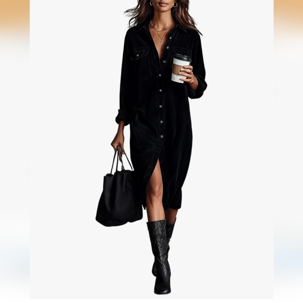 Black Corduroy Dress/ Jacket
